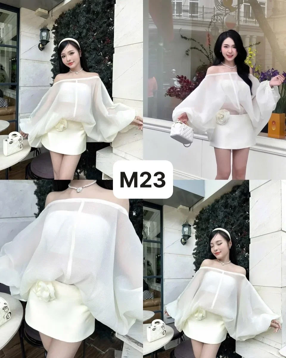 Ảnh 5 của Set áo trễ vai váy mini trắng nữ