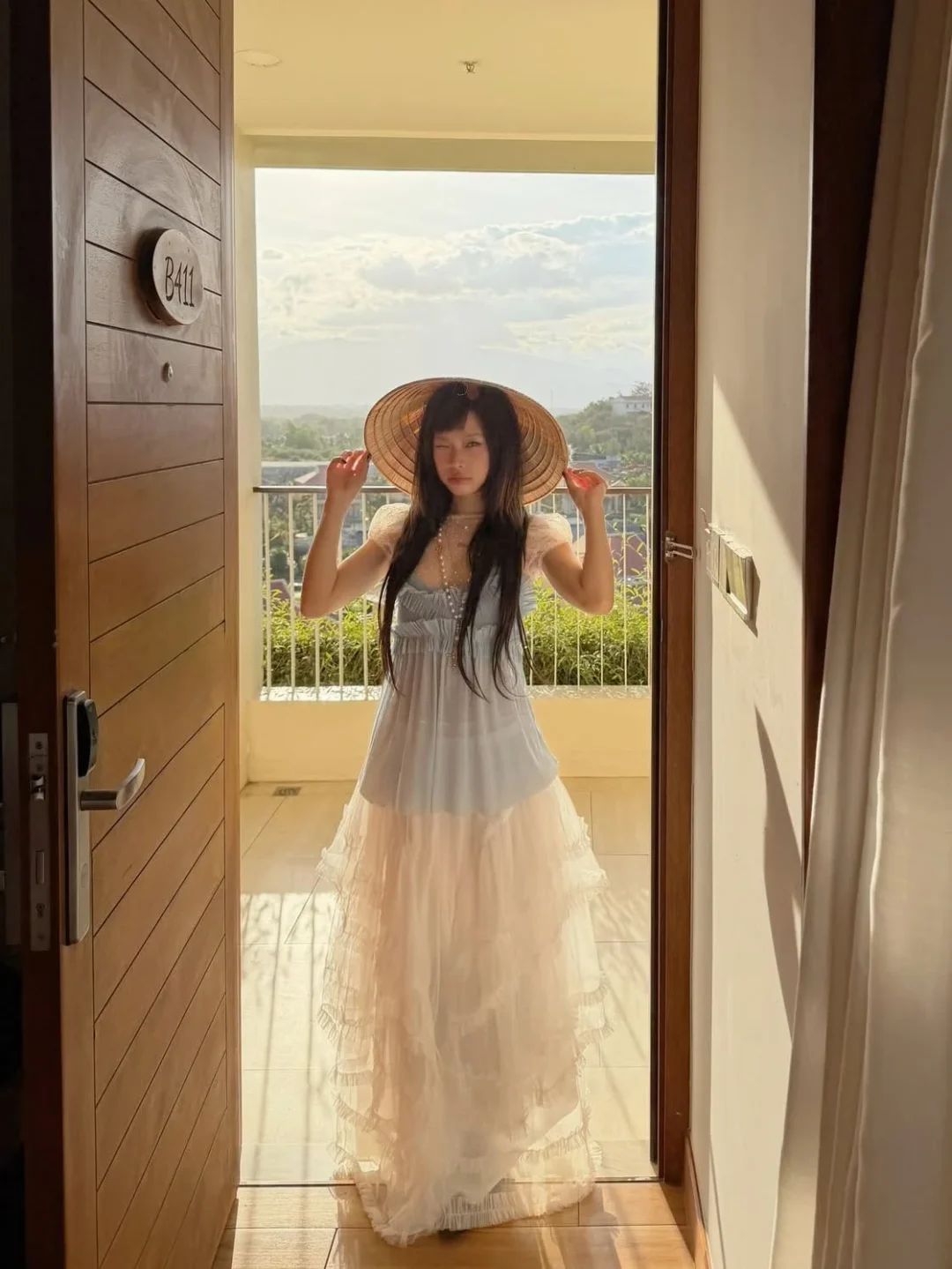 Photo 3 of Set áo hai dây chân váy voan bohemian nữ