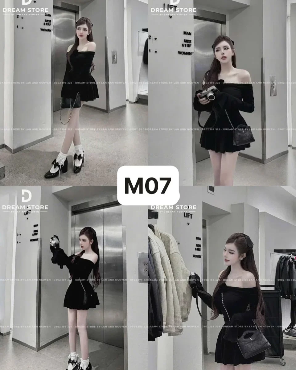 Ảnh 5 của Đầm trễ vai đen ngắn hottrend nữ