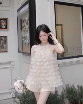 Photo 1 of Set voan bèo tầng kem nữ