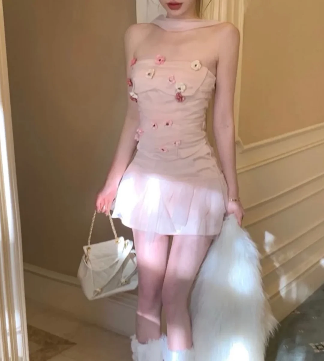 Photo 4 of Đầm tulle hồng pastel size M nữ
