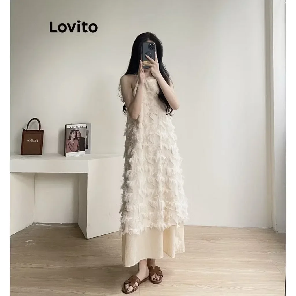 Photo 3 of Váy maxi trắng voan tầng bèo nữ
