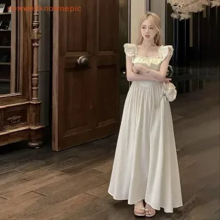 Ảnh 1 của Váy maxi trắng bèo nhún nữ cho thuê