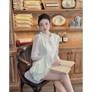 Ảnh 3 của Váy trắng bèo nhún tay dài nữ