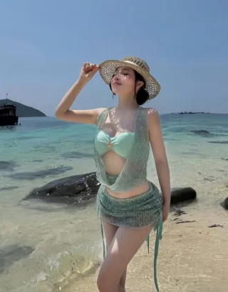 Photo 4 of Bộ bikini lưới mint nữ size S/M/L