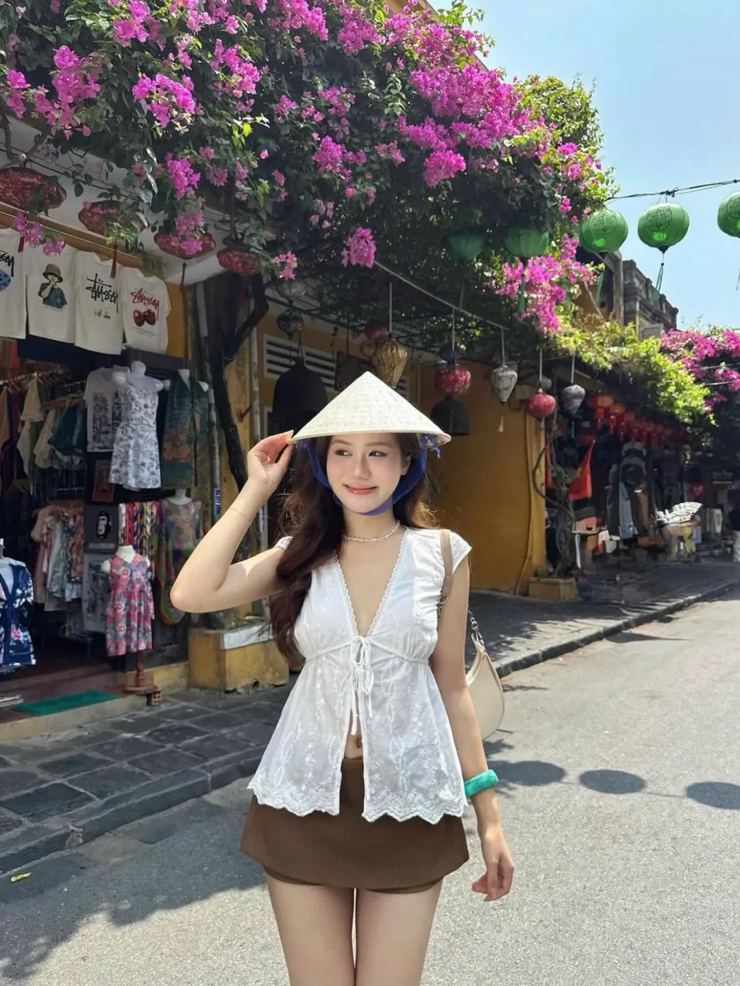 Ảnh 5 của Set áo ren trắng chân váy nâu nữ size S