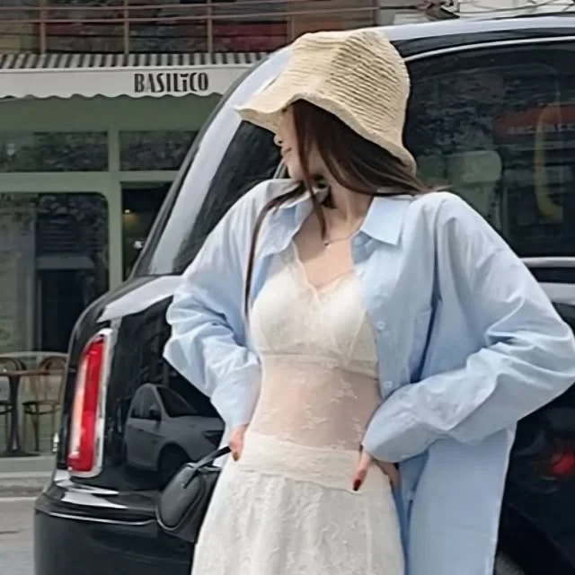 Photo 1 of Set bra áo sơ mi chân váy ren nữ