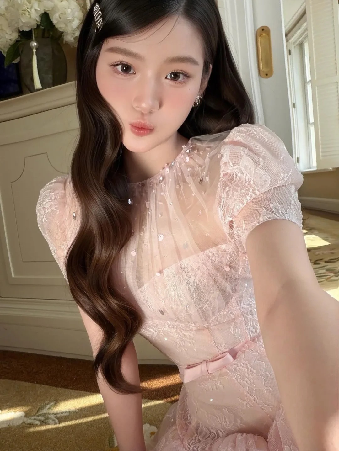 Ảnh 5 của Váy ren hồng pastel ngắn nữ tính