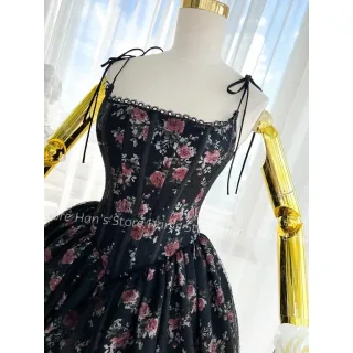 Ảnh 3 của Đầm hoa đen corset ngắn nữ hottrend