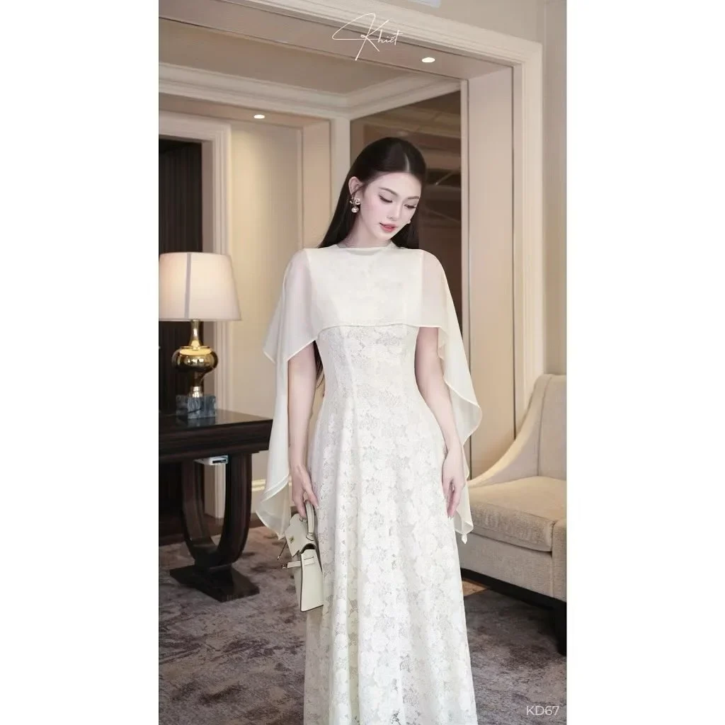 Ảnh 3 của Váy ren trắng midi thanh lịch nữ
