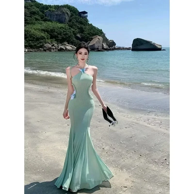 Ảnh 1 của Váy maxi xanh mint ôm body nữ