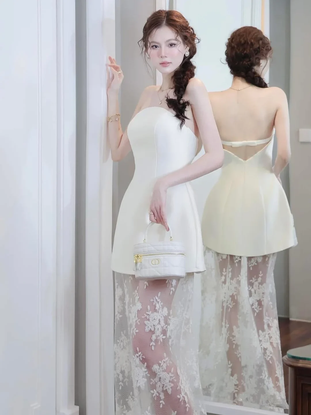 Ảnh 4 của Váy maxi trắng cúp ngực ren hoa