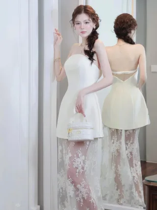 Ảnh 4 của Váy maxi trắng cúp ngực ren hoa