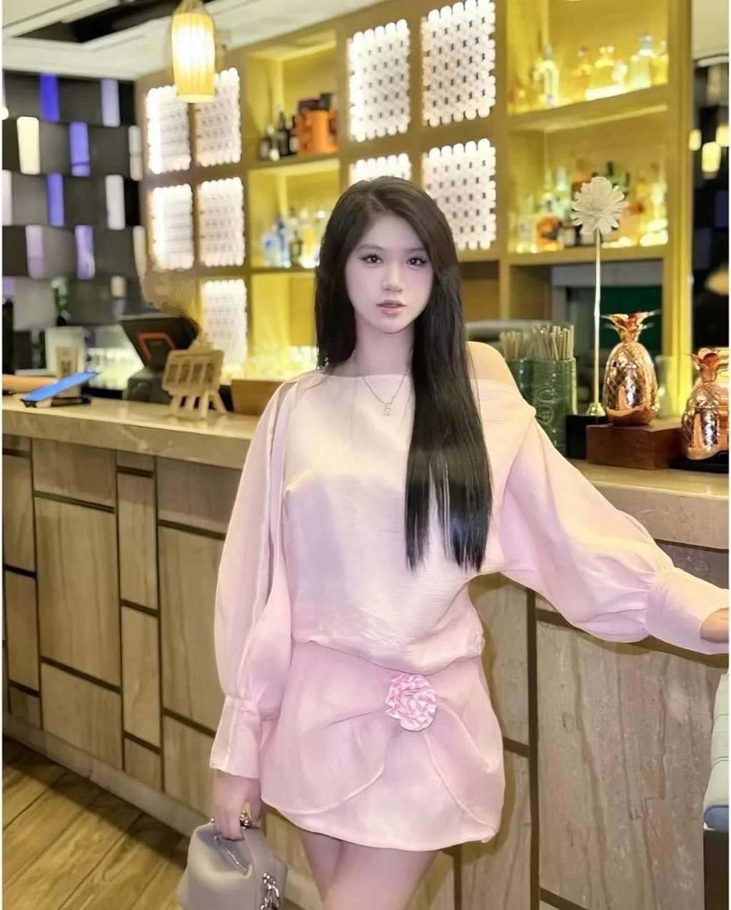 Photo 3 of Set maxi hồng lụa hottrend nữ