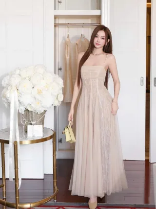 Ảnh 3 của Đầm maxi ren nude Trân Ali size XS