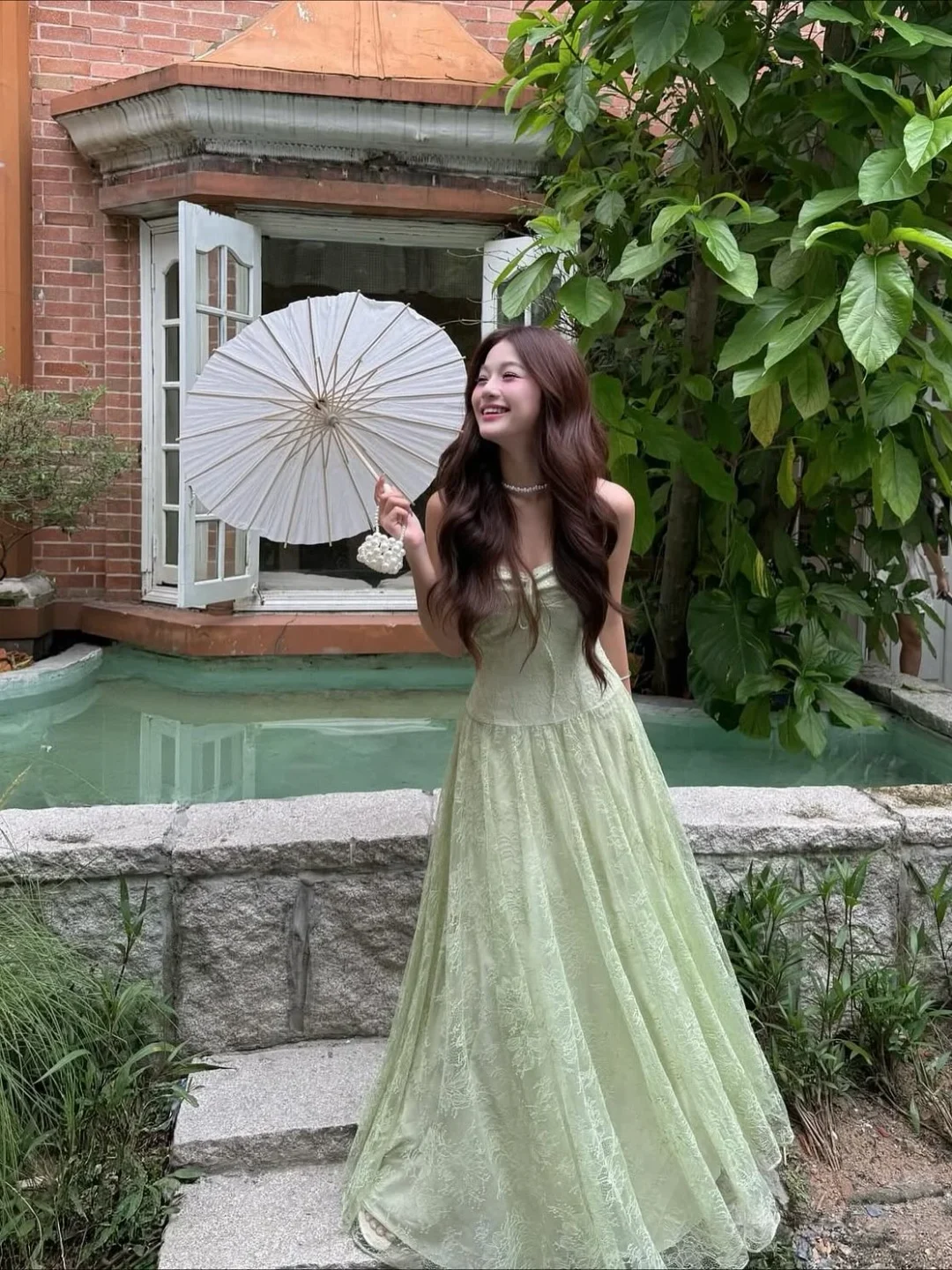 Photo 3 of Váy ren cúp ngực xanh mint Ameliee DD06