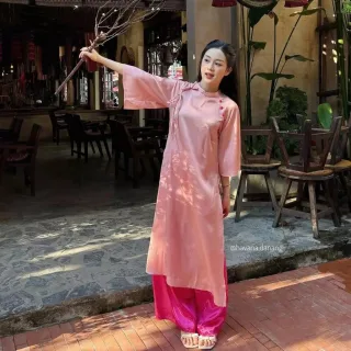 Ảnh 2 của Áo dài lụa hồng cách tân nữ thướt tha