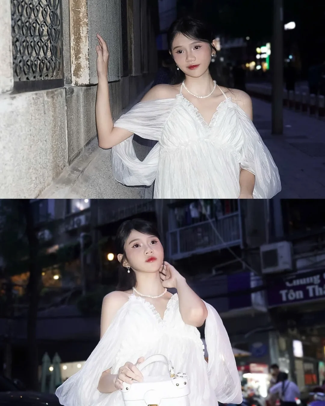 Photo 4 of Set váy trắng bèo nhún voan nữ