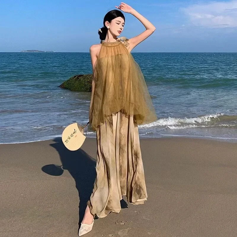 Ảnh 4 của Đầm maxi voan vàng mustard nữ cho thuê