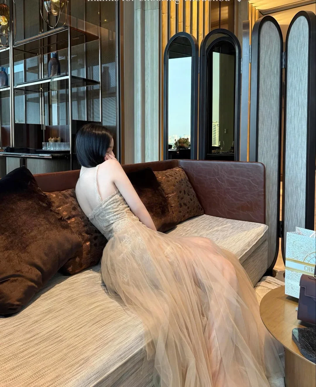 Ảnh 4 của Váy dạ hội ren dài nude size S