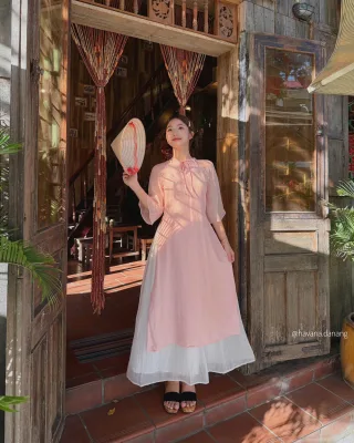 Photo 3 of Áo dài hồng truyền thống nữ cho thuê