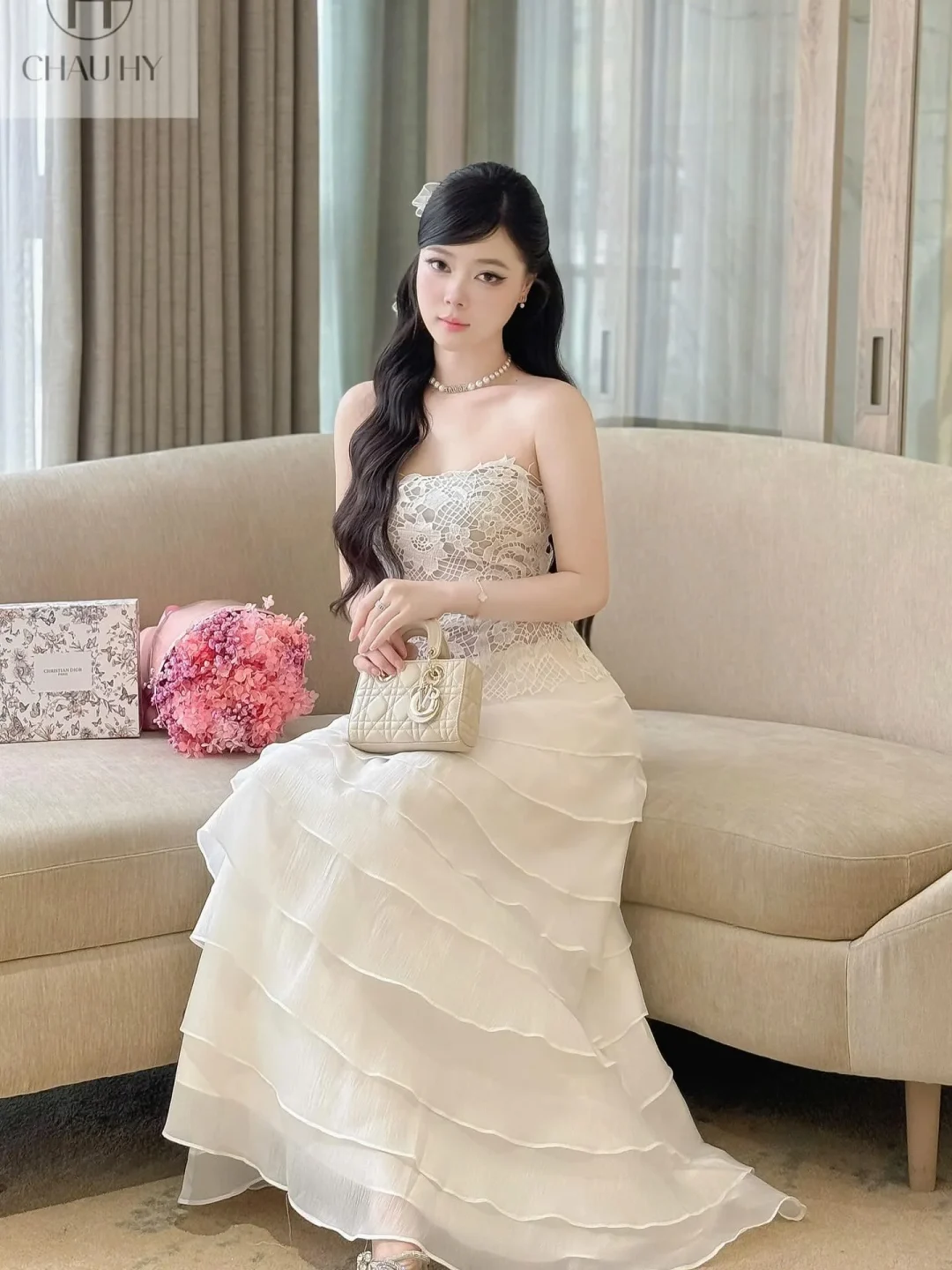 Ảnh 3 của Váy maxi ren trắng nữ chụp ảnh