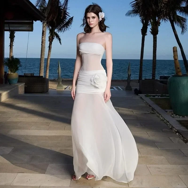 Ảnh 3 của Váy maxi trắng strapless thuê chụp ảnh