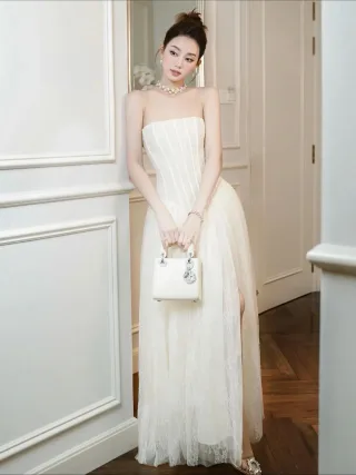 Photo 1 of Váy dạ hội trắng strapless Chouchou size S
