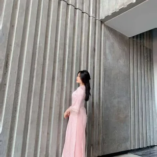 Ảnh 2 của Áo dài voan hồng nhạt thanh lịch nữ