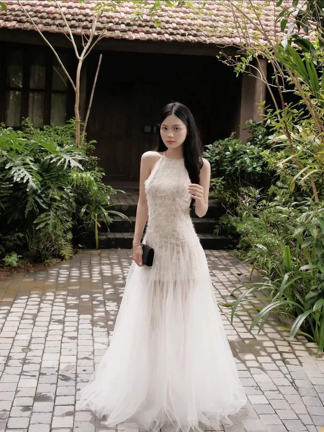 Ảnh 1 của Váy tiệc ren trắng dài nữ size S M