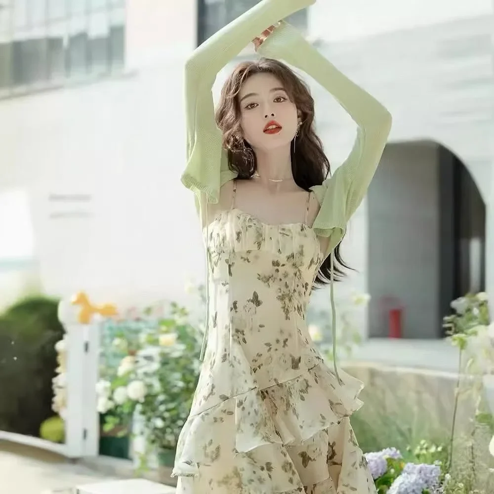 Photo 2 of Set áo xanh mint váy maxi hoa nữ