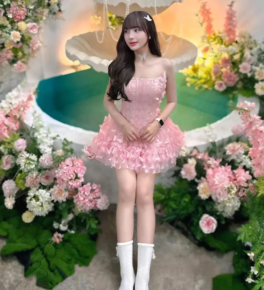 Ảnh 2 của Váy tiệc hồng công chúa bướm nữ