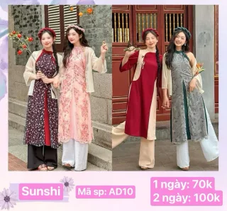 Ảnh 4 của Áo dài lụa thêu hoa truyền thống nữ