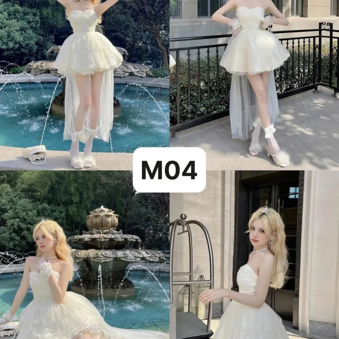 Ảnh 5 của Đầm tiệc trắng công chúa ngắn nữ