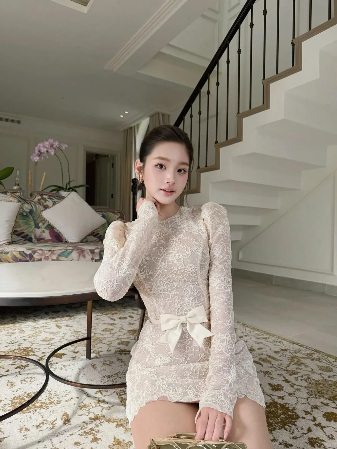 Ảnh 1 của Đầm ren trắng tay dài dự tiệc