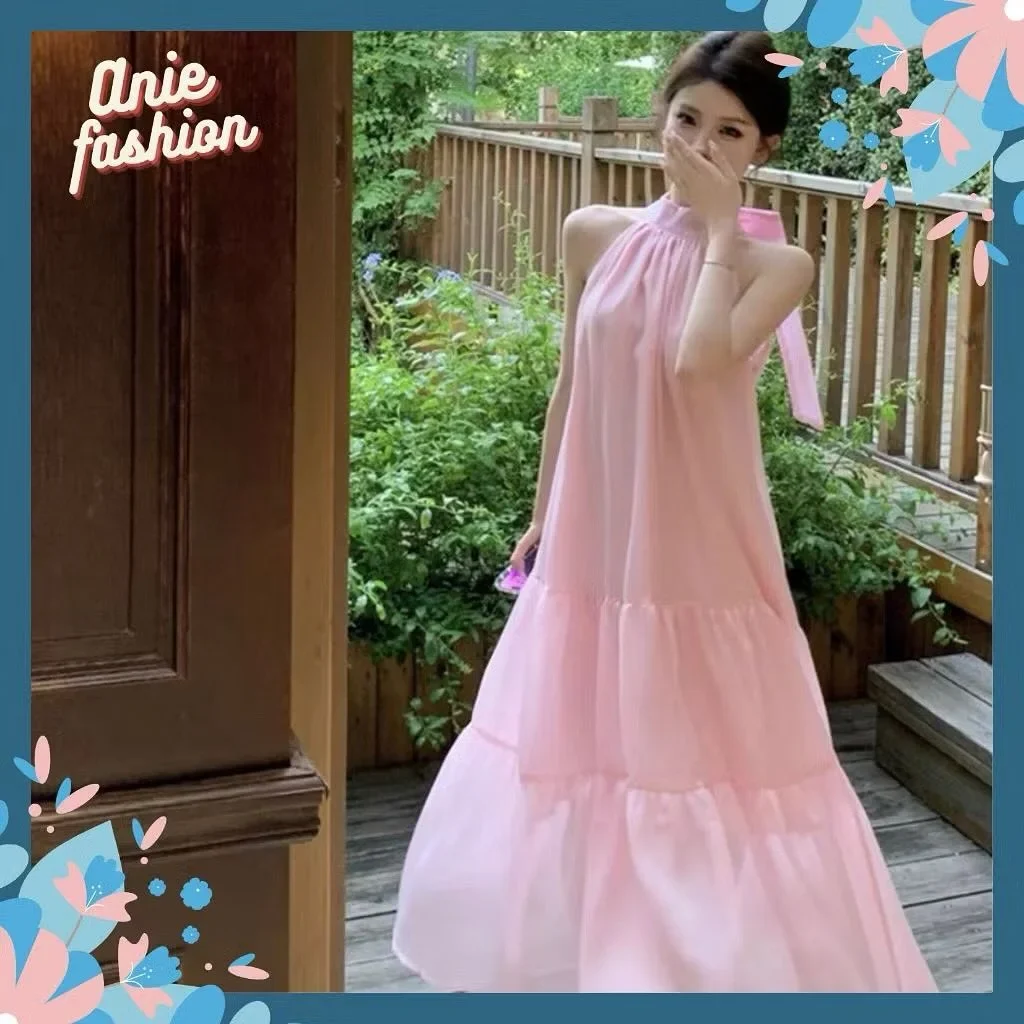 Ảnh 4 của Váy maxi hồng nhạt voan nữ cho thuê
