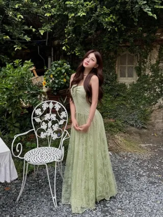 Photo 2 of Váy ren cúp ngực xanh mint Ameliee DD06