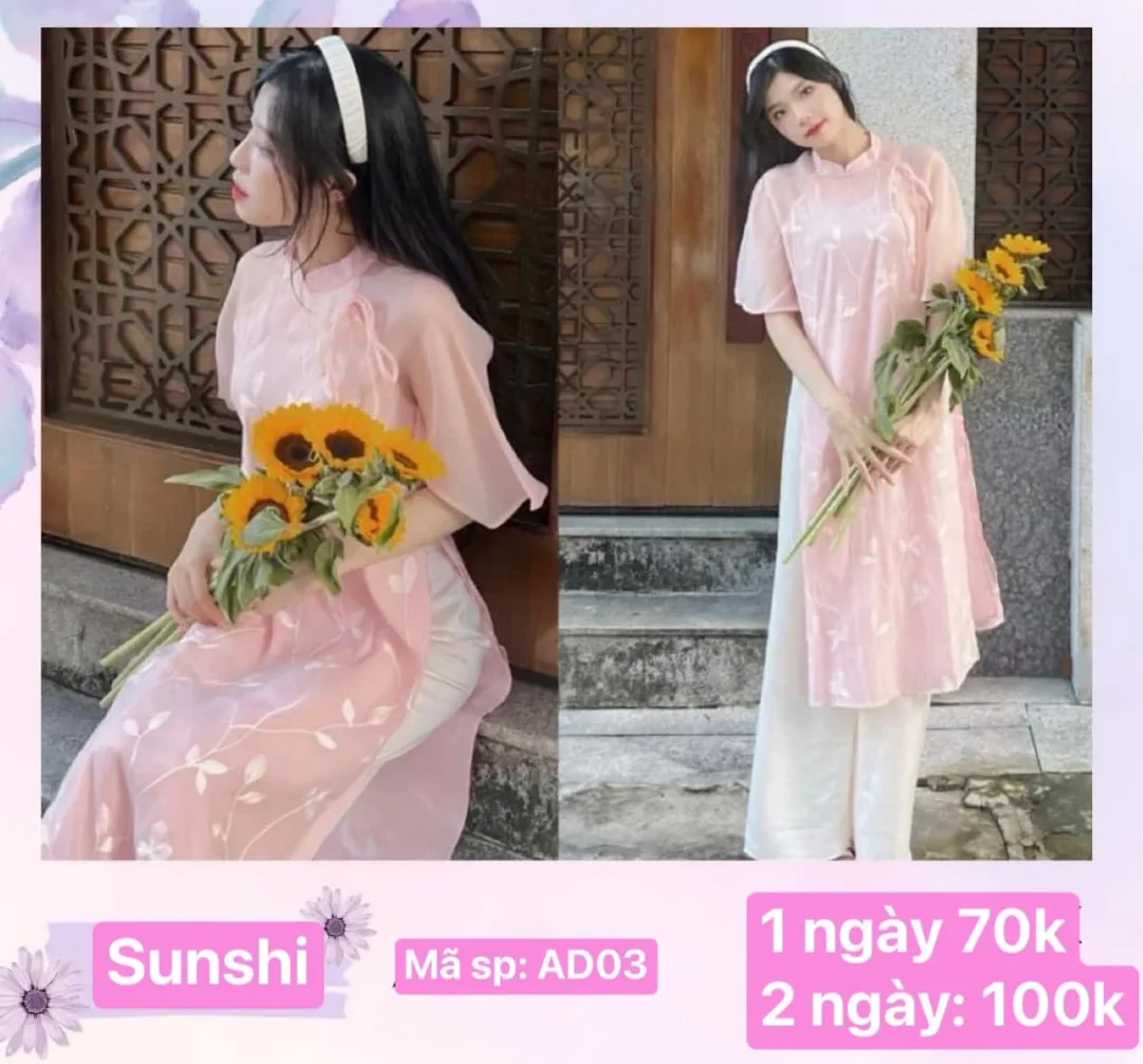 Ảnh 7 của Áo dài lụa thêu hoa truyền thống nữ