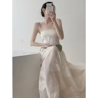 Ảnh 4 của Váy maxi voan trắng thêu hoa nữ