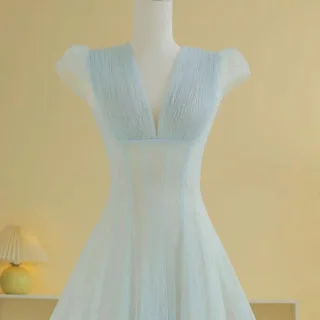 Ảnh 1 của Áo dài vintage xanh nhạt size S