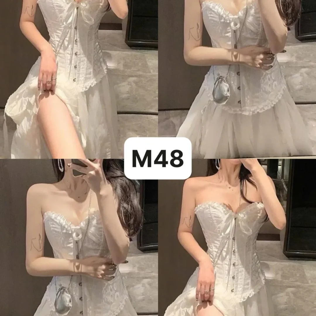 Ảnh 3 của Đầm corset trắng maxi cúp ngực nữ
