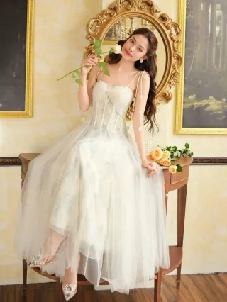 Ảnh 3 của Váy maxi pastel corset voan vintage nữ