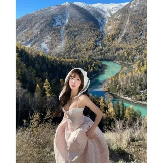 Ảnh 1 của Váy maxi hoa hồng corset nữ