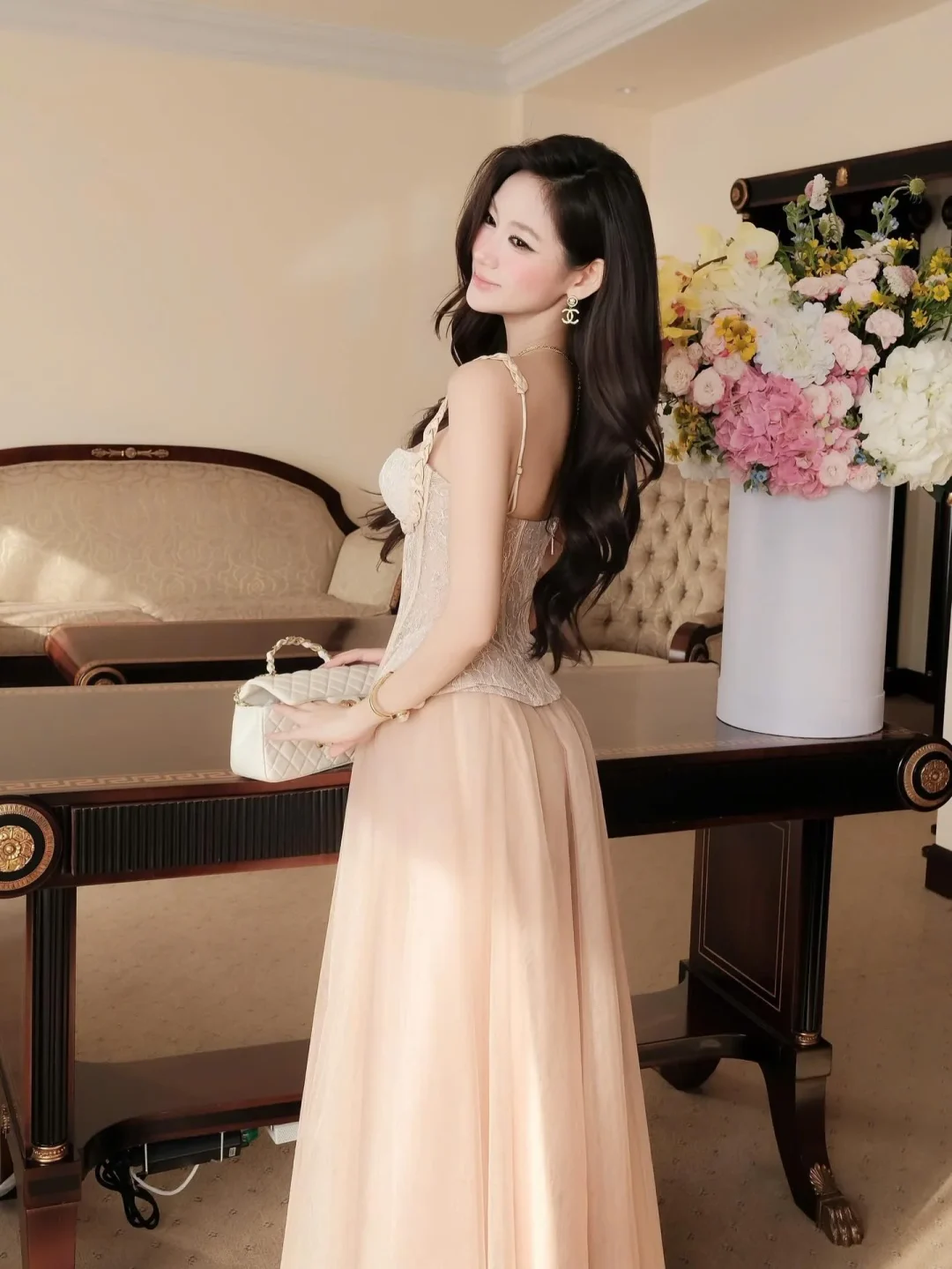 Ảnh 5 của Đầm dạ hội voan be ren ngực nữ