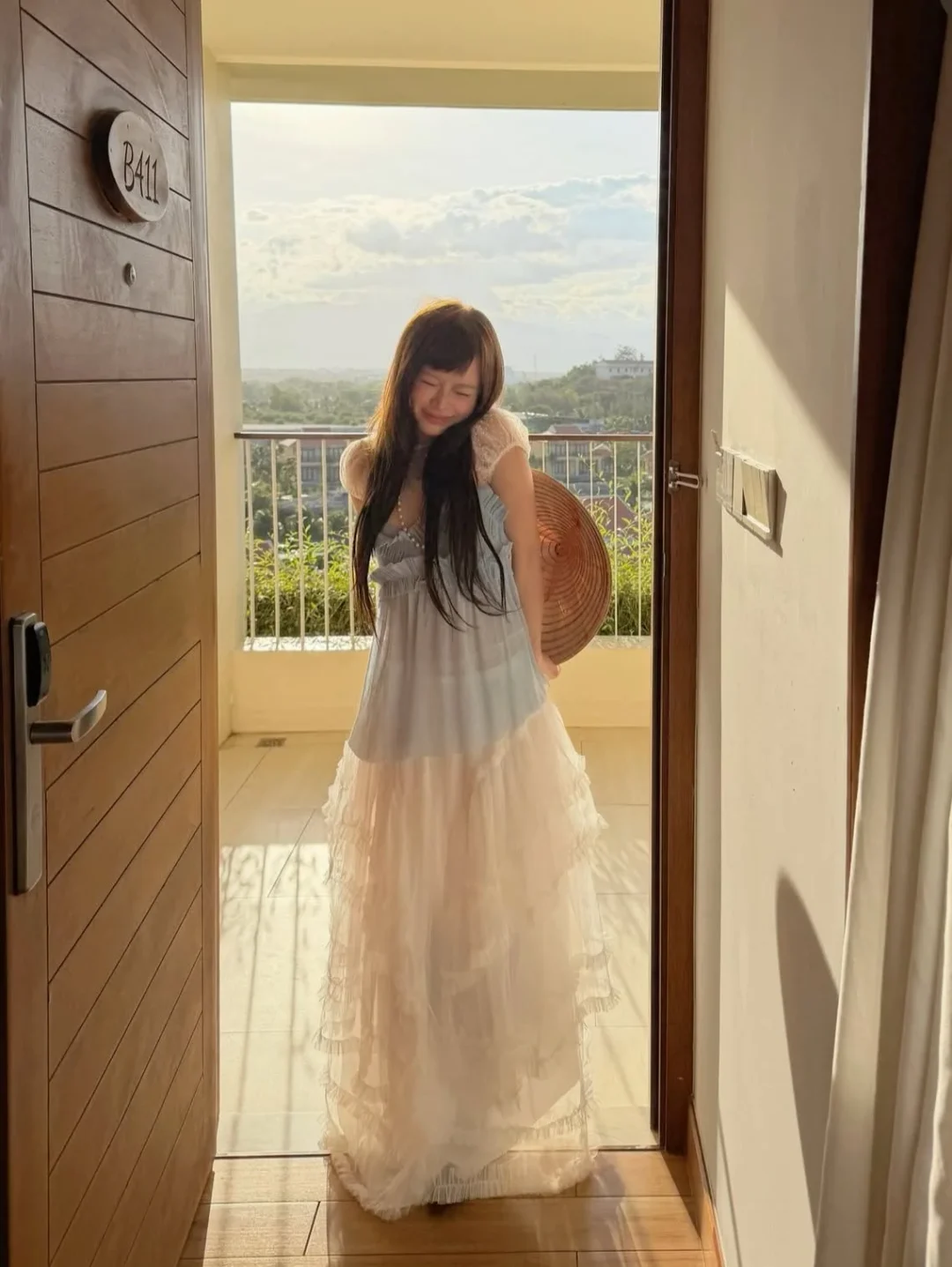 Photo 2 of Set áo hai dây chân váy voan bohemian nữ