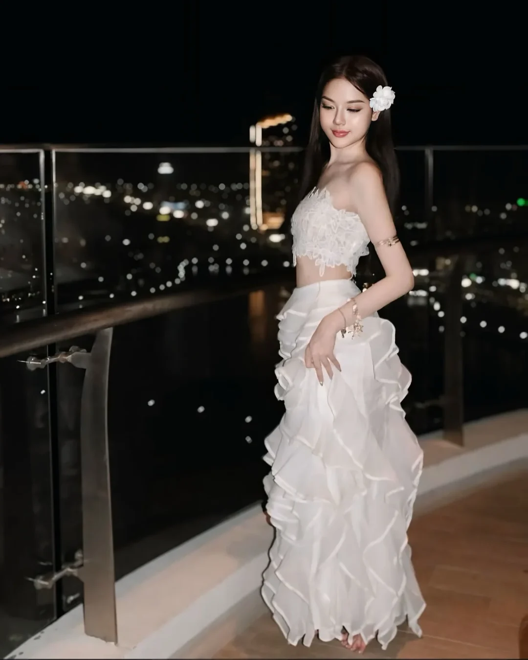 Ảnh 1 của Set váy hai mảnh ren trắng nữ