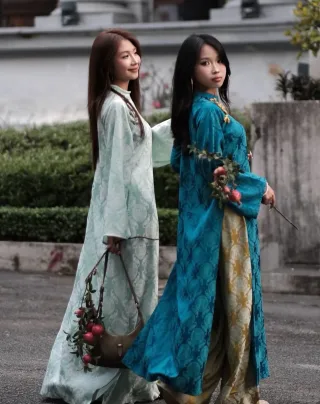 Photo 1 of Áo dài truyền thống nữ xanh mint teal