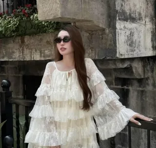 Ảnh 1 của Váy maxi ren trắng nữ tính