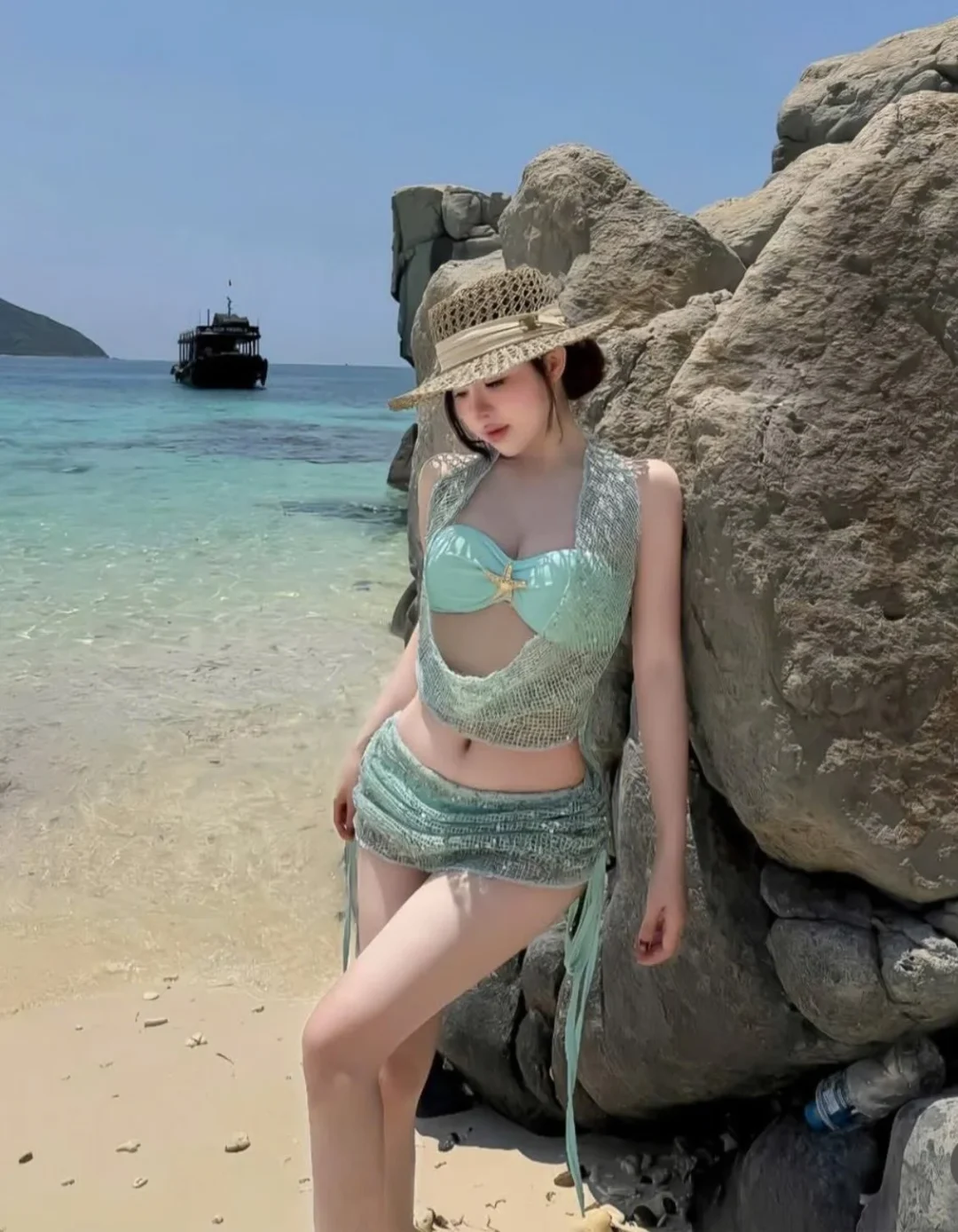 Photo 1 of Bộ bikini lưới mint nữ size S/M/L