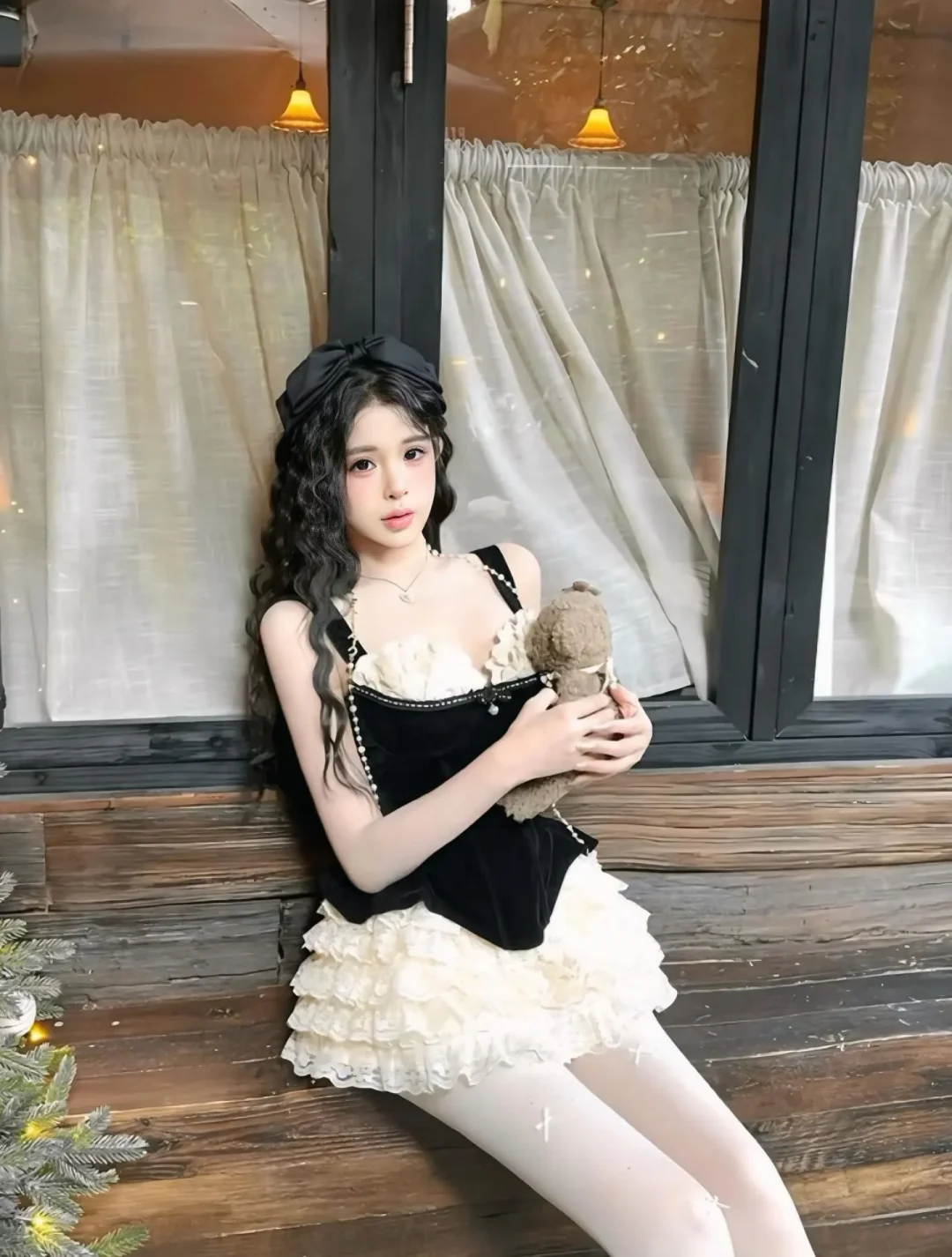 Photo 4 of Set váy corset ren đen size S
